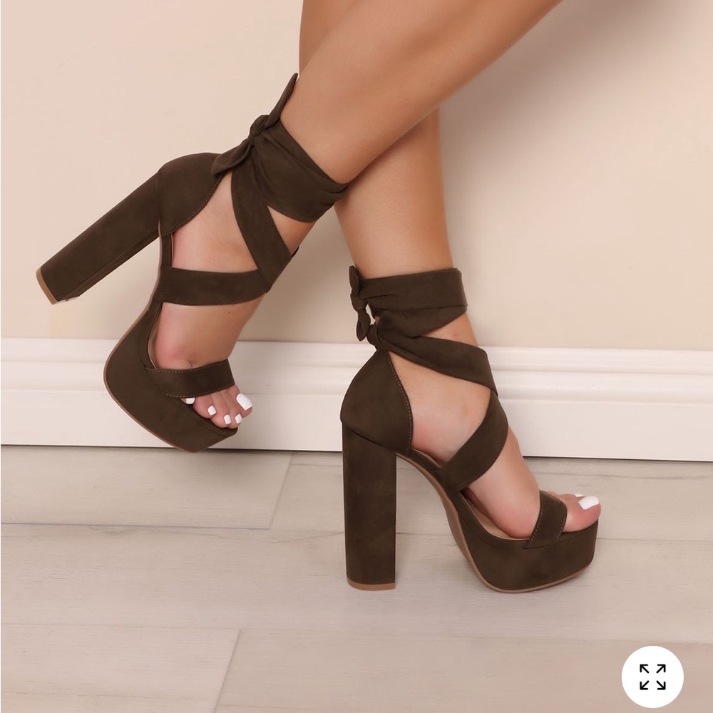 Olive Suede Platform Heels